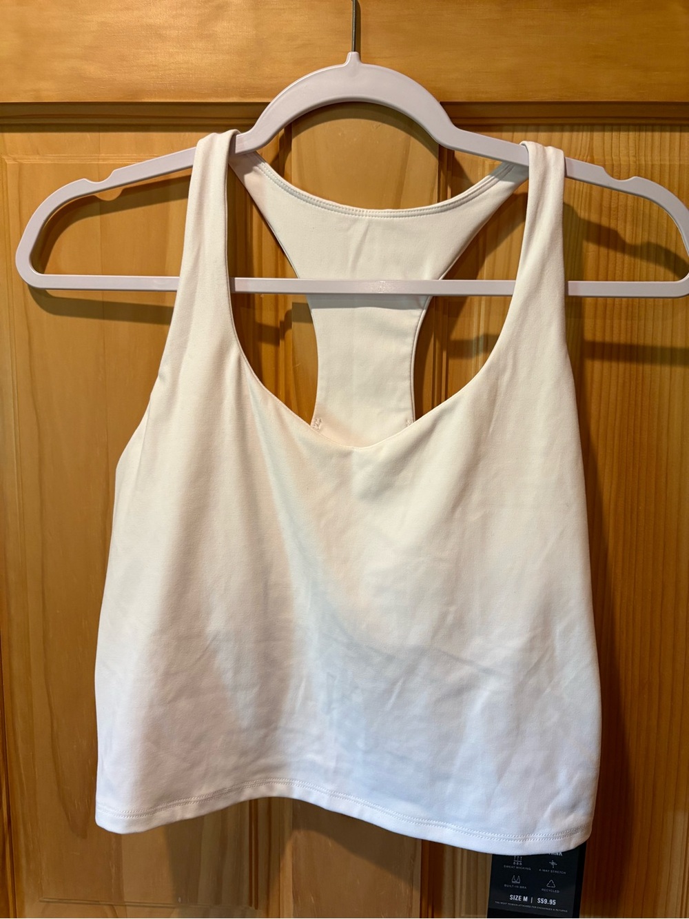 Fabletics Anywhere Cropped Built-In Bra Tank classic white NWT women’s M